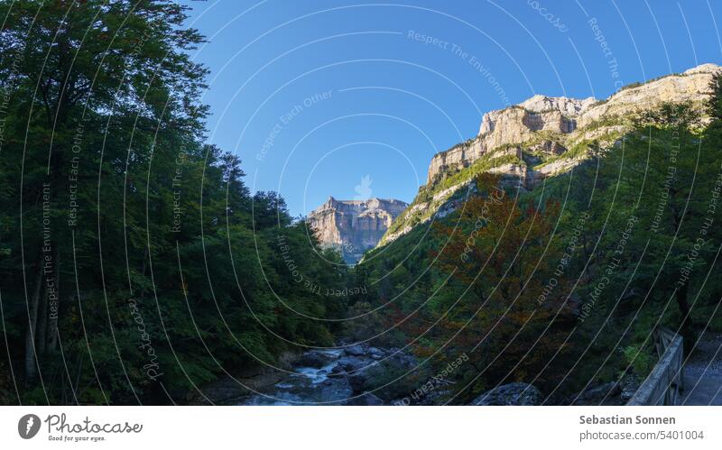 Rock formation in the walls of Ordesa canyon in the Pyrenees mountains, Ordesa y Monte Perdido national park, Aragon, Huesca, Spain nature landscape rock rocky