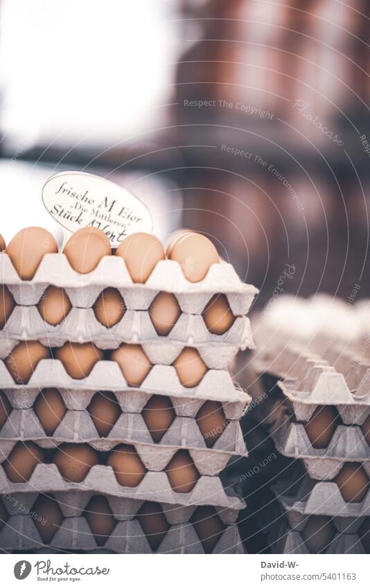 Eggs at the weekly market eggs Farmer's market Egg carton sale regionally Fresh Market stall Nutrition Food Easter Market day Markets