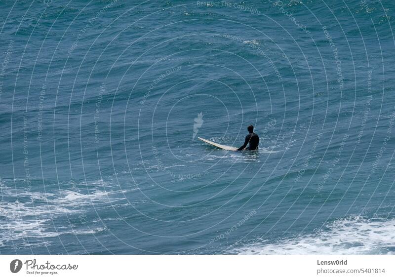 Surfer on his board waiting for the perfect wave beach blue coast ericeira nature ocean outdoor portugal sea sports surf surfboard surfer surfing tide water