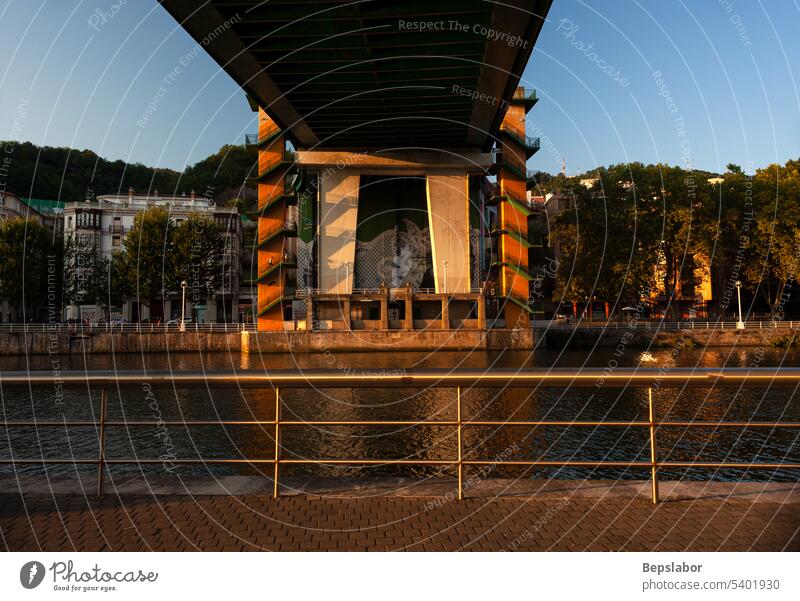 The La Salve bridge structure from below in Bilbao city bilbao construction design industrial concrete architectural architectonic architecture sunset dark