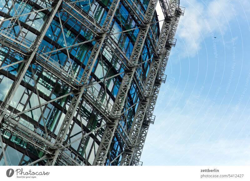 Gasometer Schöneberg Architecture Berlin Office city Germany Facade Window Worm's-eye view Building Capital city House (Residential Structure) Sky High-rise