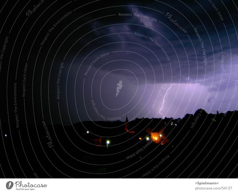 God's wrath Lightning Dangerous Clouds Wet Night Dark Force of nature Exterior shot Rain Bright exposure time 8sec. with self-timer