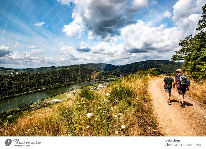 moselle stories in common Together Infancy Child Father and son Mosel (wine-growing area) Hunsrück Moselle valley Lanes & trails Adventure Mountain Landscape