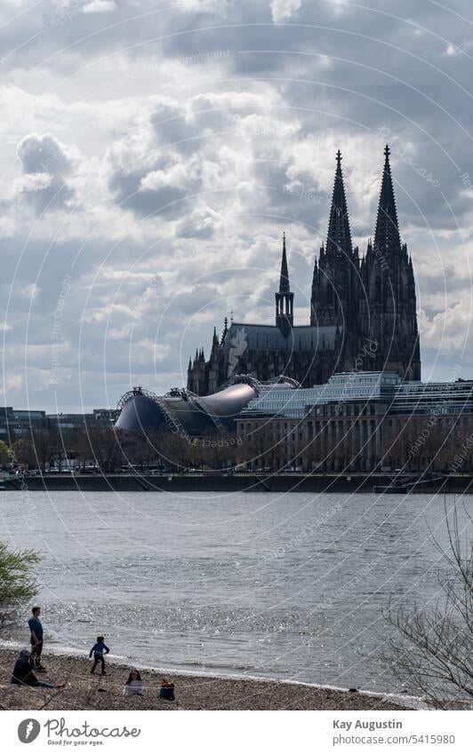 On the banks of the Rhine Enjoy Cologne on the banks of the Rhine rheinufer River Germany North Rhine-Westphalia Church Cathedral Cologne Cathedral Skyline