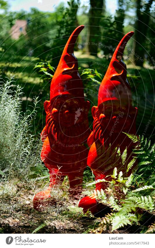 UT Bock auf Bochum | A garden gnome rarely comes alone Garden Gnome Red double duo twins Double exposure Identical garden decoration 2 two Team Garden helper