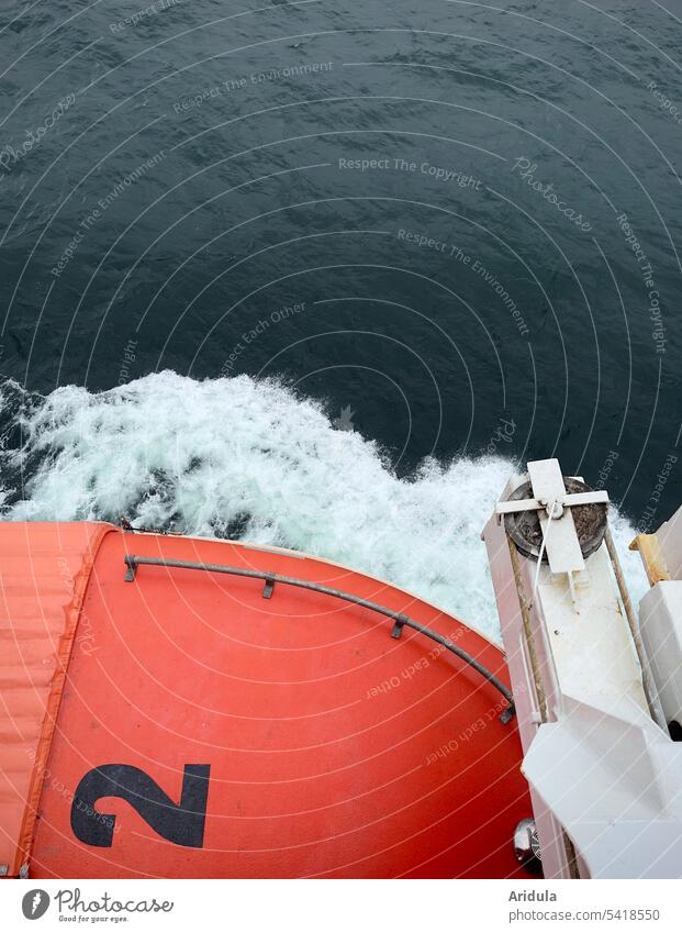 No. 2 | Lifeboat of a ferry with waves Ocean Water Ferry Baltic Sea Ferry Waves Orange Watercraft Navigation Vacation & Travel Boating trip Passenger ship