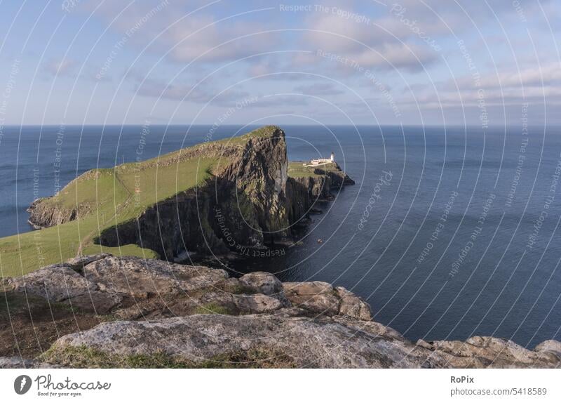 Niest Point Lighthouse Landscape coast Highlands Scotland scotland steep coast England landscape Ocean North Sea Nature reserve protected landscape Cliff Hiking