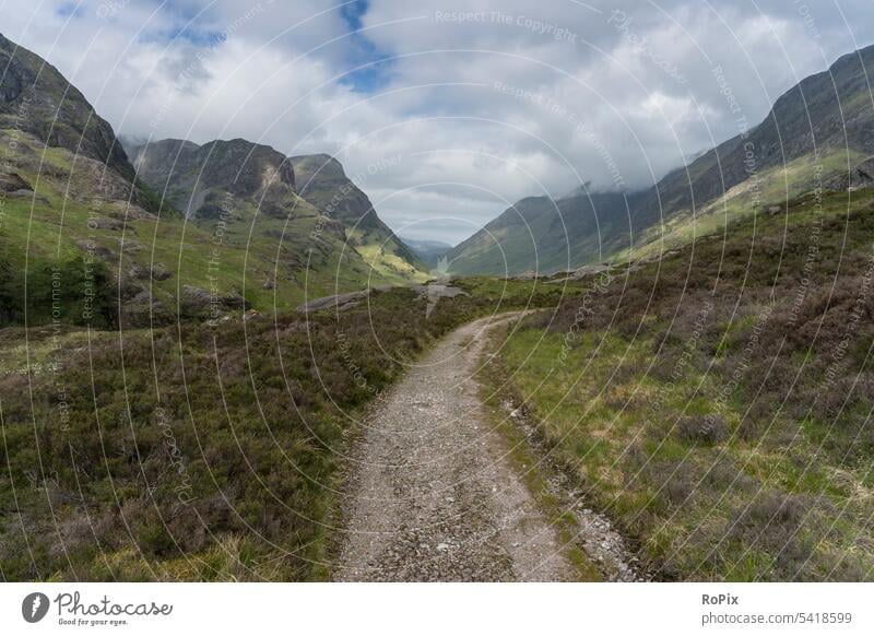 Hike in the Glencoe Valley. scotland Landscape Highlands highland Scotland sheep pasture England landscape Bridge Natural stone wall Nature reserve