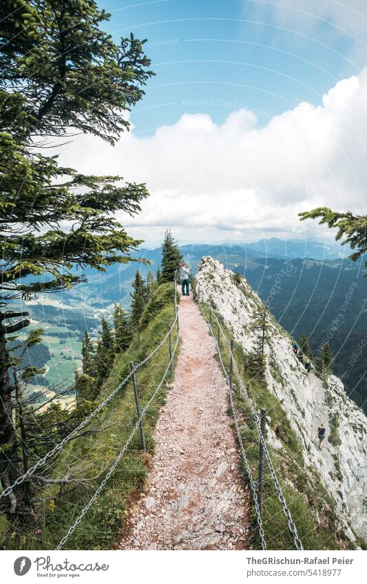 Ridge walk with a view Colour photo big myths Mountain Hiking Switzerland Tourism Alps Landscape Exterior shot Green Walking Nature Environment mountains Summer