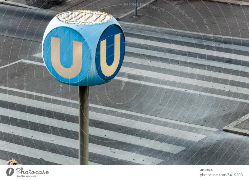 U Street TRAFFIC CENTER Transport mark Clue sign Subway Underground Bird's-eye view Orientation Zebra crossing Road marking