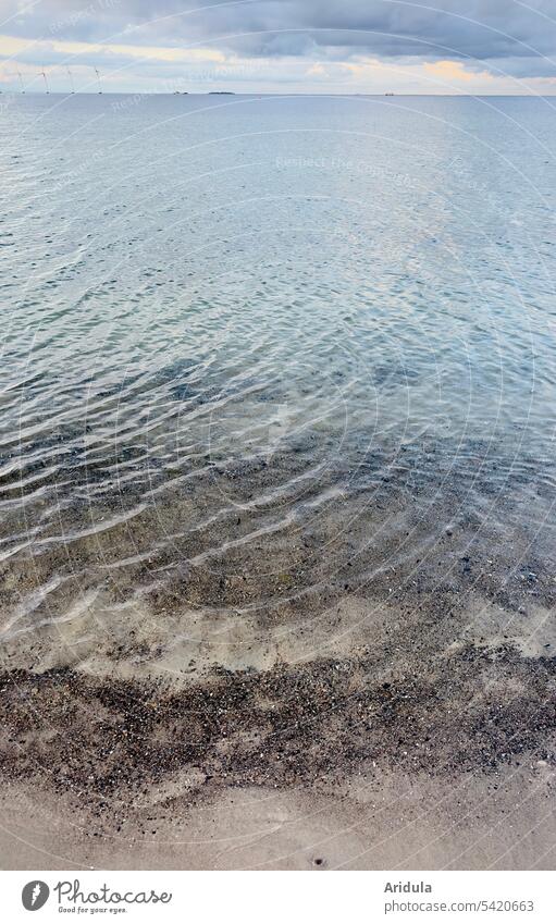 clear baltic sea Baltic Sea Ocean Beach Water stones Gravel Blue light blue Wind energy plant coast Landscape Nature Baltic coast Sky Vacation & Travel Horizon