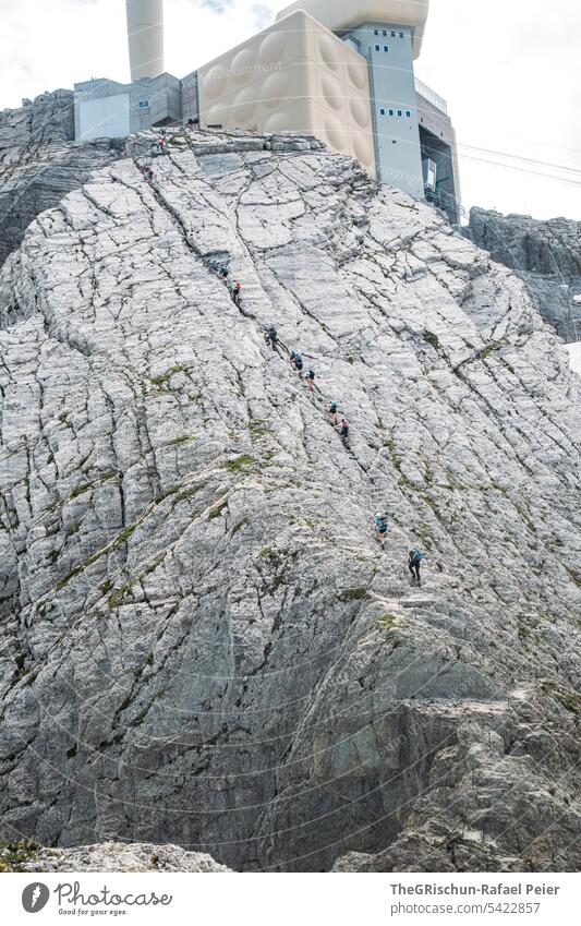 Steep rock face on the Säntis (sky ladder) Mountain Alpstein hiking trail Hiking Switzerland Clouds mountain Landscape Tourism Colour photo appenzellerland