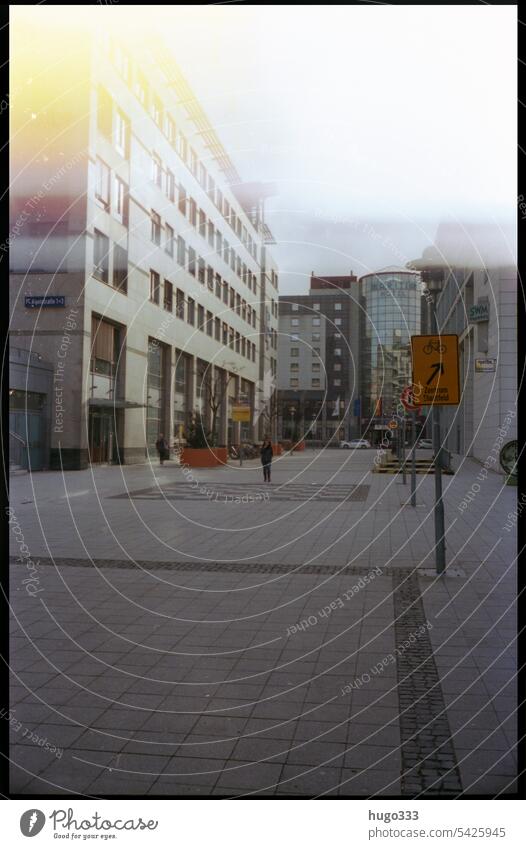 View of Magdeburg Town urban Wide Clouds Exterior shot Colour photo Downtown Architecture Sky Winter Tourist Attraction Germany Saxony-Anhalt Deserted Day Kodak