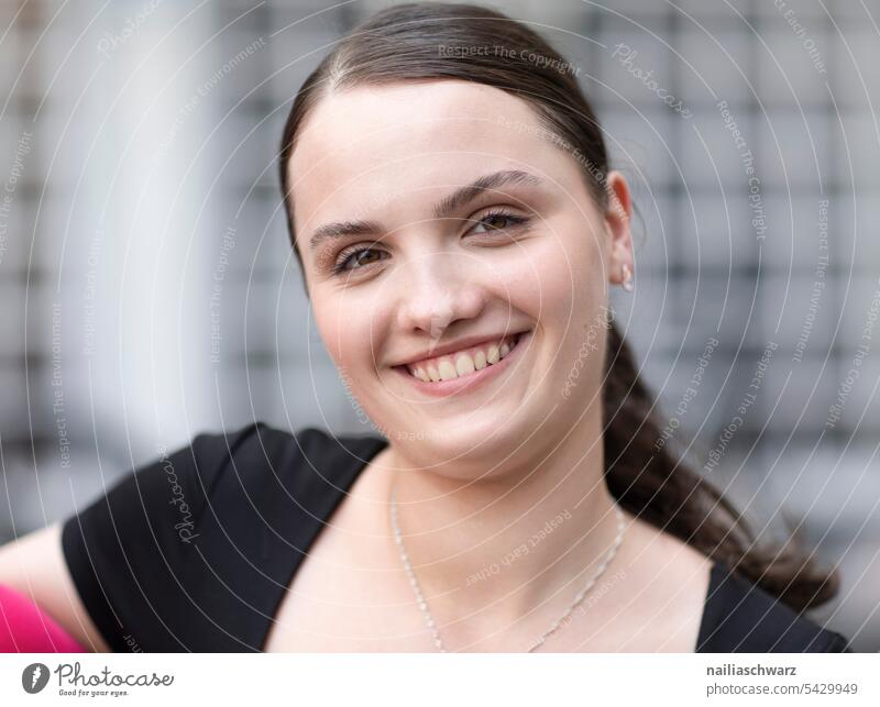 Portrait of a young woman portrait Woman Feminine feminine Face look Dark-haired Businesswoman feminist Beauty & Beauty Identity International Women's Day Force