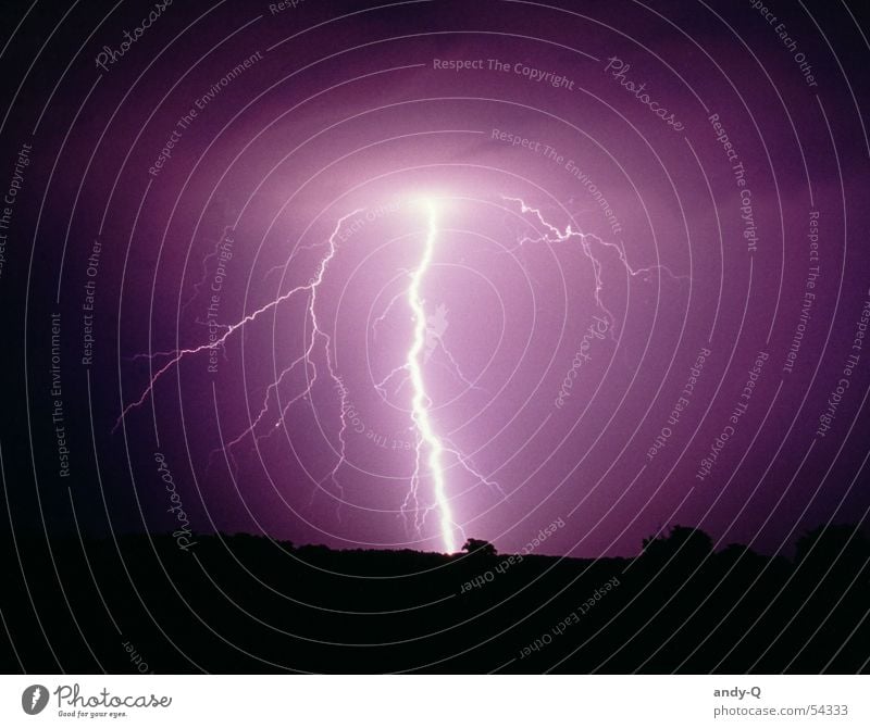 lightning strike Lightning Thunder Night Violet Black Dark Electricity Field Meadow Pasture Dangerous Storm Flashy Might Strong Force Thunder and lightning Rain