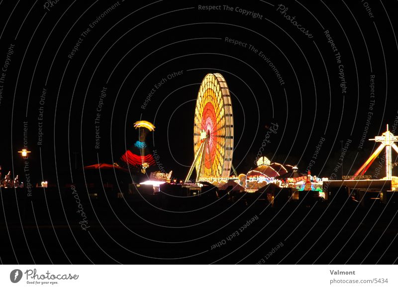 autumn fair freiburg I Night Light Freiburg im Breisgau Colour Fairs & Carnivals Carousel Visual spectacle Evening Speed Leisure and hobbies