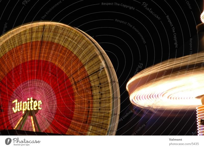 autumn fair freiburg III Night Light Ferris wheel Long exposure Freiburg im Breisgau Colour Fairs & Carnivals Carousel Speed Visual spectacle