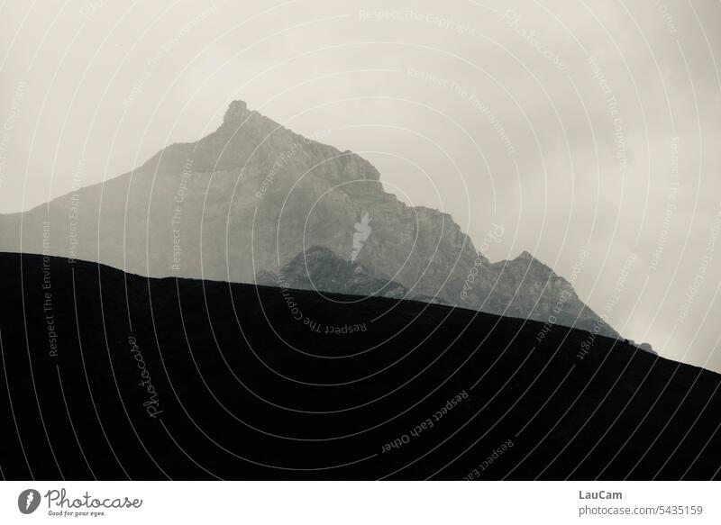 First a hill, then a mountain Hill Mountain ridge Mountain summits in the mountains Mountain range Slope Peak Landscape Mountaineering Hiking Alps outlook