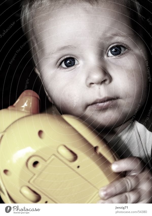 My Toy. Child Toys Playing Portrait photograph Ask Boy (child) Eyes Face Looking yellow duck