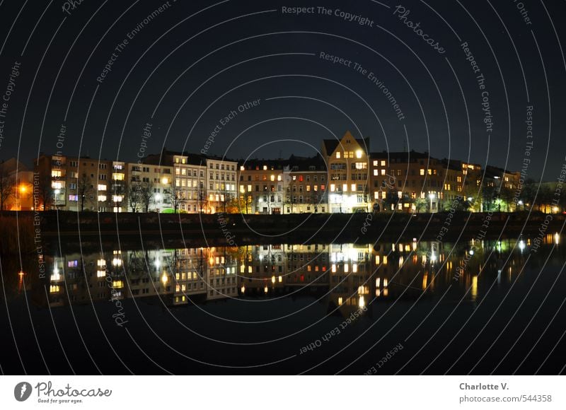 Kreuzberg, romantic Berlin Capital city Downtown House (Residential Structure) Building Apartment house Old building Water basin Glittering Illuminate Stand