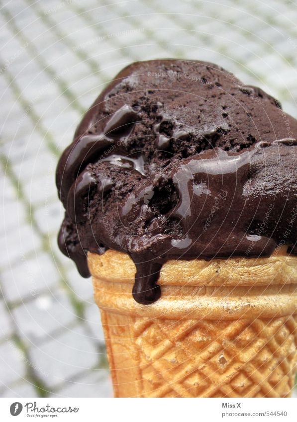 Chocolate collection guaranteed Food Ice cream Nutrition Italian Food Summer vacation Delicious Sweet Dripping Melt Chocolate ice cream Ice-cream cone