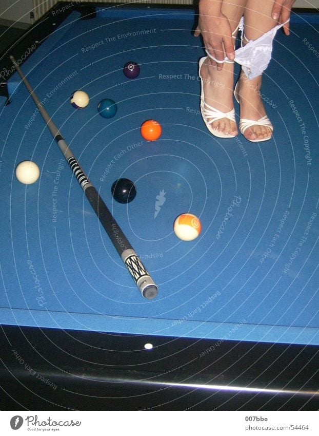 Alternative to billiards Pool (game) Eroticism Footwear Underpants Legs Sphere coo Blue Feet