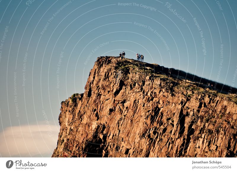 Edinburgh XXI Environment Nature Landscape Elements Beautiful weather Hill Rock Mountain Volcano Scotland Great Britain Esthetic Brown Blue Sharp-edged