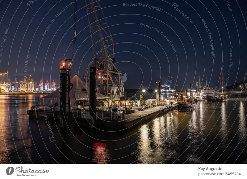 Pier on the Elbe Port of Hamburg container port Maritime Container terminal Harbour Navigation cranes Museum harbour Container ships old ships