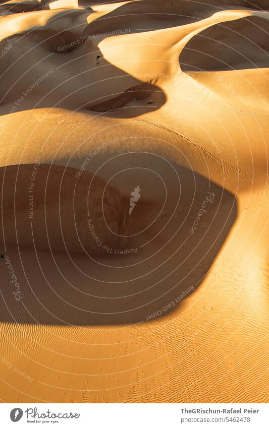 Sand dune with light and shadow play with structures Exterior shot Colour photo Nature Sun Tourism Wahiba Sands Oman Omani desert Landscape Desert