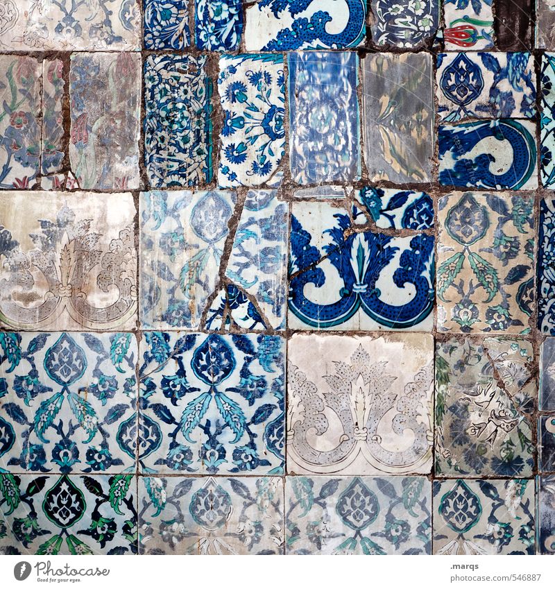 patchwork Style Design Culture Wall (barrier) Wall (building) Tile Ornament Exceptional Historic Uniqueness Blue White Creativity Versatile Patchwork