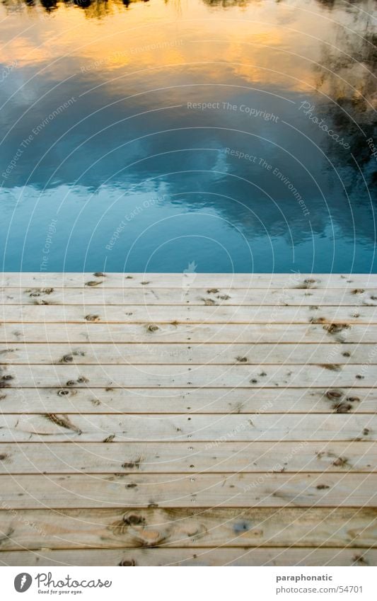 Autumn Bridge Footbridge Calm Lake Ocean Recreation area Reflection Mirror Clouds Wood Nail Wooden board Relaxation Winter Exterior shot Water Germany Sky