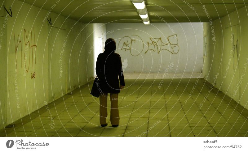 Lonely? Commuter trains Tunnel Loneliness Woman graffiti Train station Underpass