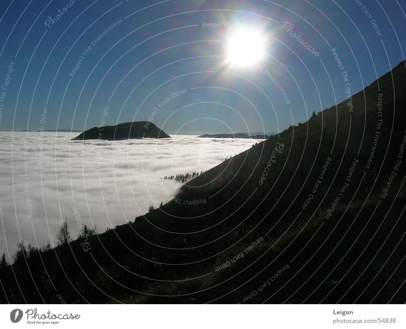 Above the clouds 1 Clouds Autumn Green White Austria Sun Mountain Mount Hohe Veitsch Blue sky steirmark