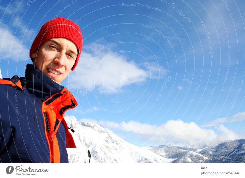 snow and sun - a winter dream Mammoth Extreme Jacket Winter Portrait photograph Clouds Cold Alpine Snow Mountain Face Sky