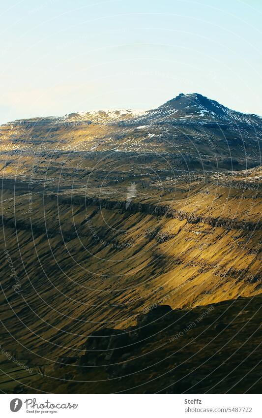 Faroe Island in the light and shadow färöer Faroe island Faroe Islands Sheep Islands rock island Streymoy residual snow rock formation Rock Peaceful Calm Sparse