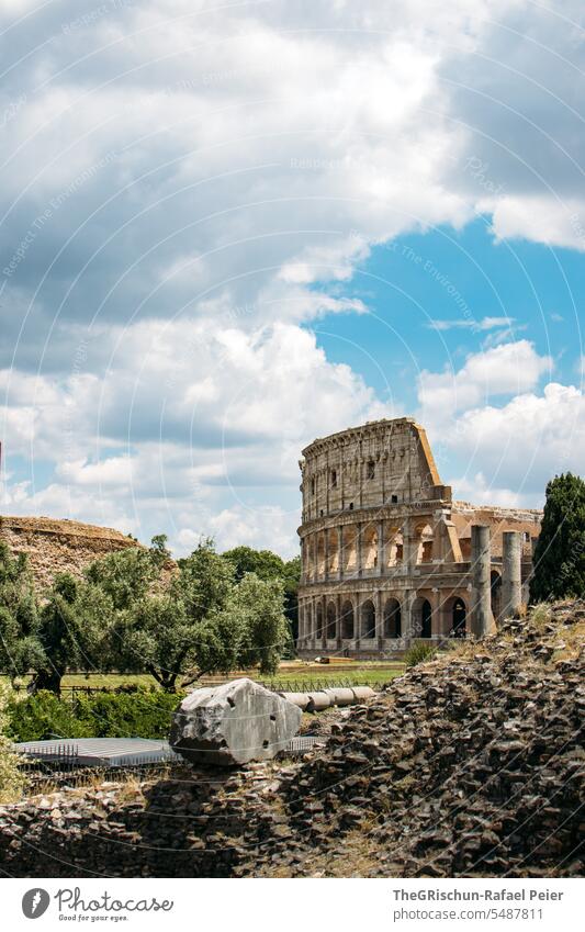 Colosseum in the evening light Rome Rome Colosseum illuminated Sky Italy Historic Architecture Exterior shot Tourist Attraction Europe Landmark Old Tourism