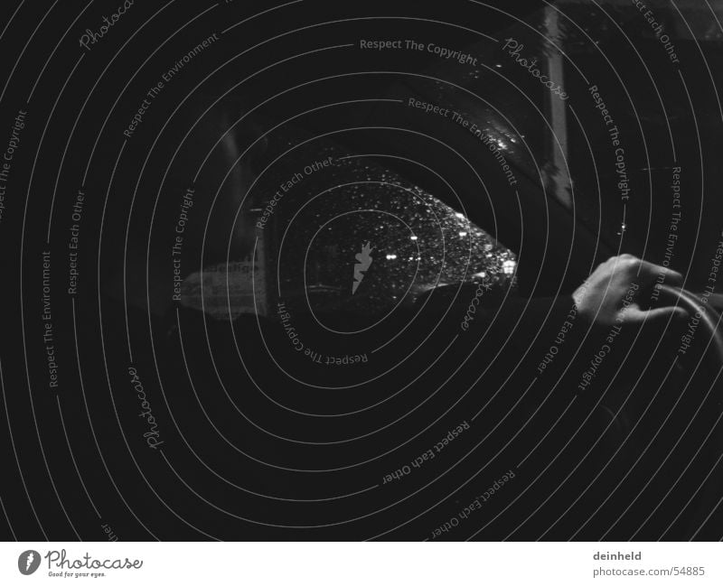 Driving at night Motoring Motor vehicle Dark Black Drops of water Night Wet Hand Steering Steering wheel Concentrate Black & white photo Transport me Car