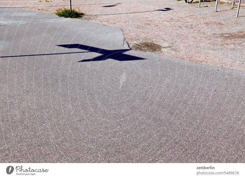 Roadside as text free space Old town Pedestrian precinct Summer sunshine Town Tourism center Asphalt Street Parking lot edge Edge development Light Shadow Sand