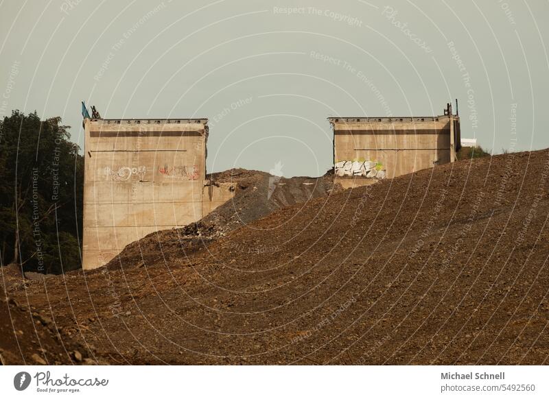 Freeway end (blown up Rahmedetal bridge A45, Sauerland) End Highway Manmade structures Buildings Broken Bridge Architecture Concrete Traffic infrastructure