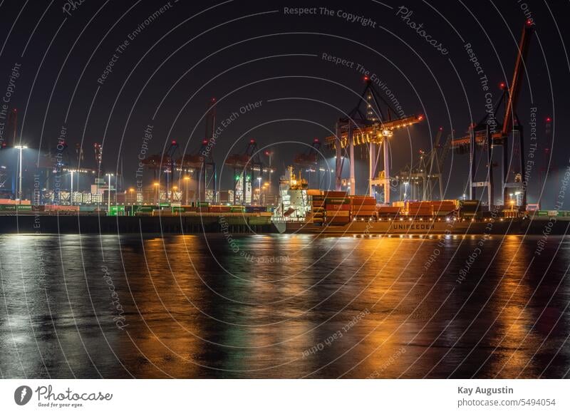 Maritime atmosphere Landscape Navigation coast Exterior shot Colour photo Nature Harbour Water Moody Port City Port of Hamburg Elbe Tourist Attraction Landmark