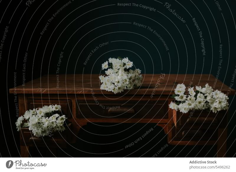 Bouquet of flowers on wooden table bouquet bloom blossom floristry floral natural fragrant bunch plant scent aroma delicate fresh petal present fragile bud