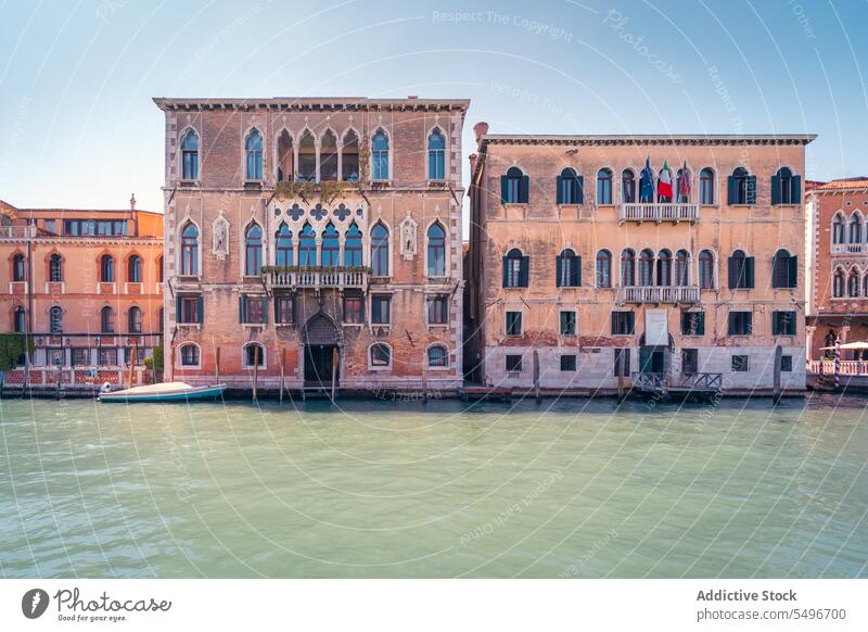 Facades of old buildings on river bank city exterior facade grand canal venice italy europe tourism travel trip vacation weekend sightseeing destination attract