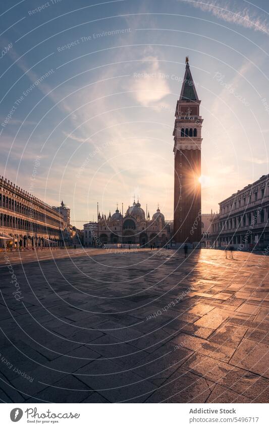 Campanile di San Marco on Piazza San Marco in sundown saint marks campanile campanile di san marco saint marks square piazza san marco saint marks basilica