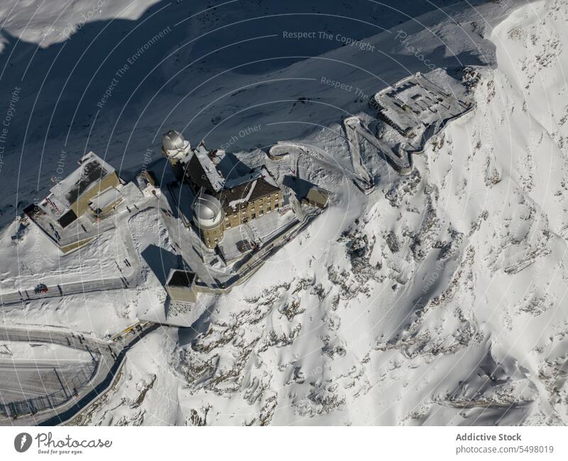 Snowy ski resort on mountains in sunlight panorama snow switzerland nature landscape range vacation white bright valley travel cold beautiful environment