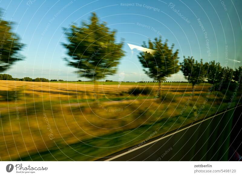 Horizon with motion blur Turn off car Highway Driving holidays locomotion Direct Main street navi Navigation Orientation voyage Direction speed trace