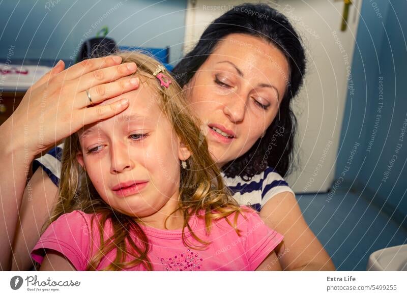 Frightened sweet little girl at dentist, dental care Care Caucasian Check Checkup Child Childhood Clinic Cry Dental Dentist Dentistry Doctor Examination