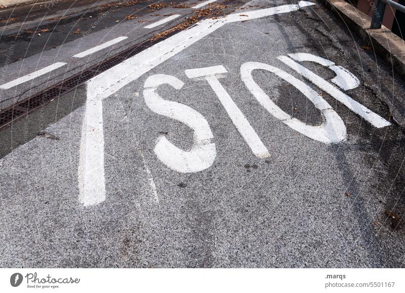 STOP Stop short Lanes & trails Characters Road traffic Traffic infrastructure StVO Transport Lane markings stop Highway ramp (exit) Street Road sign