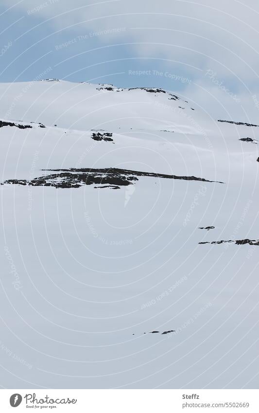 Iceland blue sky snowy landscape East Iceland Snowscape Snow layer Iceland picture tranquillity silent Snowy hill Iceland weather snow-covered Sky blue