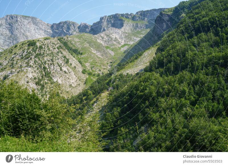 Landscape along the road of Arni, from Garfagnana to Alpi Apuane Castelnuovo di Garfagnana Europe Italy Lucca Tuscany color day landscape mountain nature