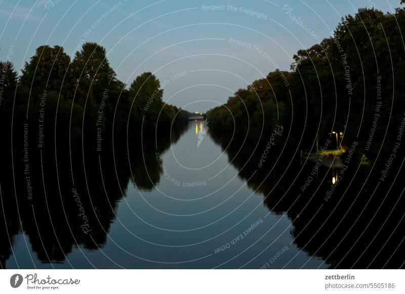 Hohenzollern Canal, Berlin Evening evening sky Dark Twilight somber colour spectrum Closing time cumulus cloud Sky background Climate Climate change Deserted